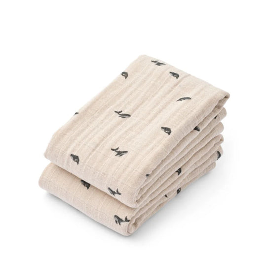 Lewis Mini Whale Muslin Cloth 2PK