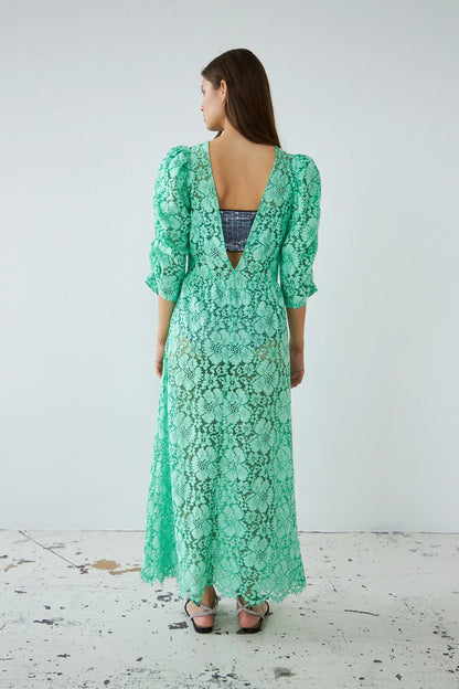 W ROTATES Lace Maxi Dress Bright Mint