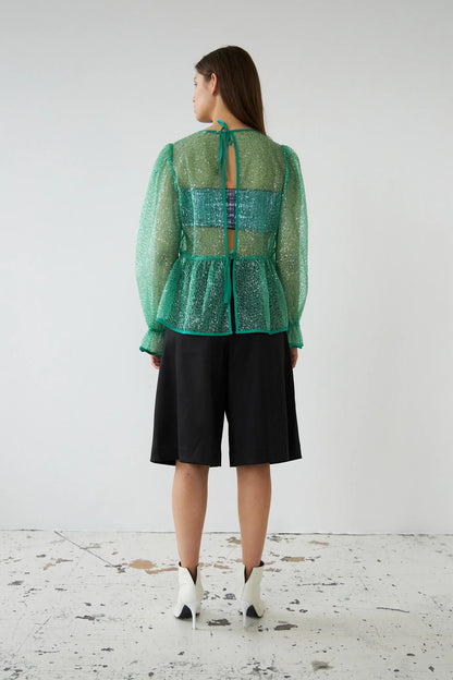 W ROTATES Sequins Blouse - Bright Mint