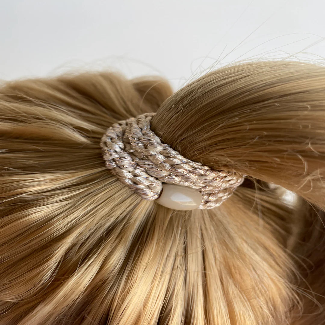 Hair Tie -Beige Glitter