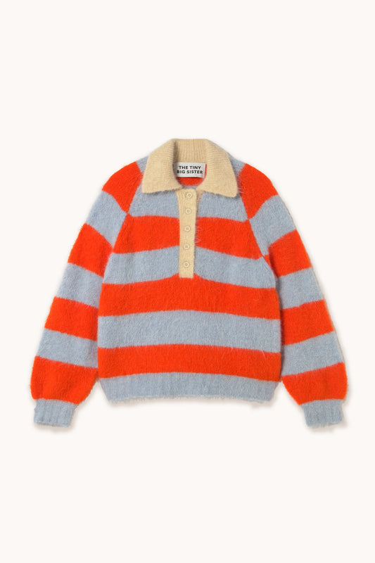 Frank Striped Polo Washed Blue Summer Red