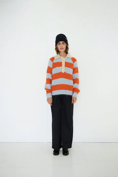 Frank Striped Polo Washed Blue Summer Red