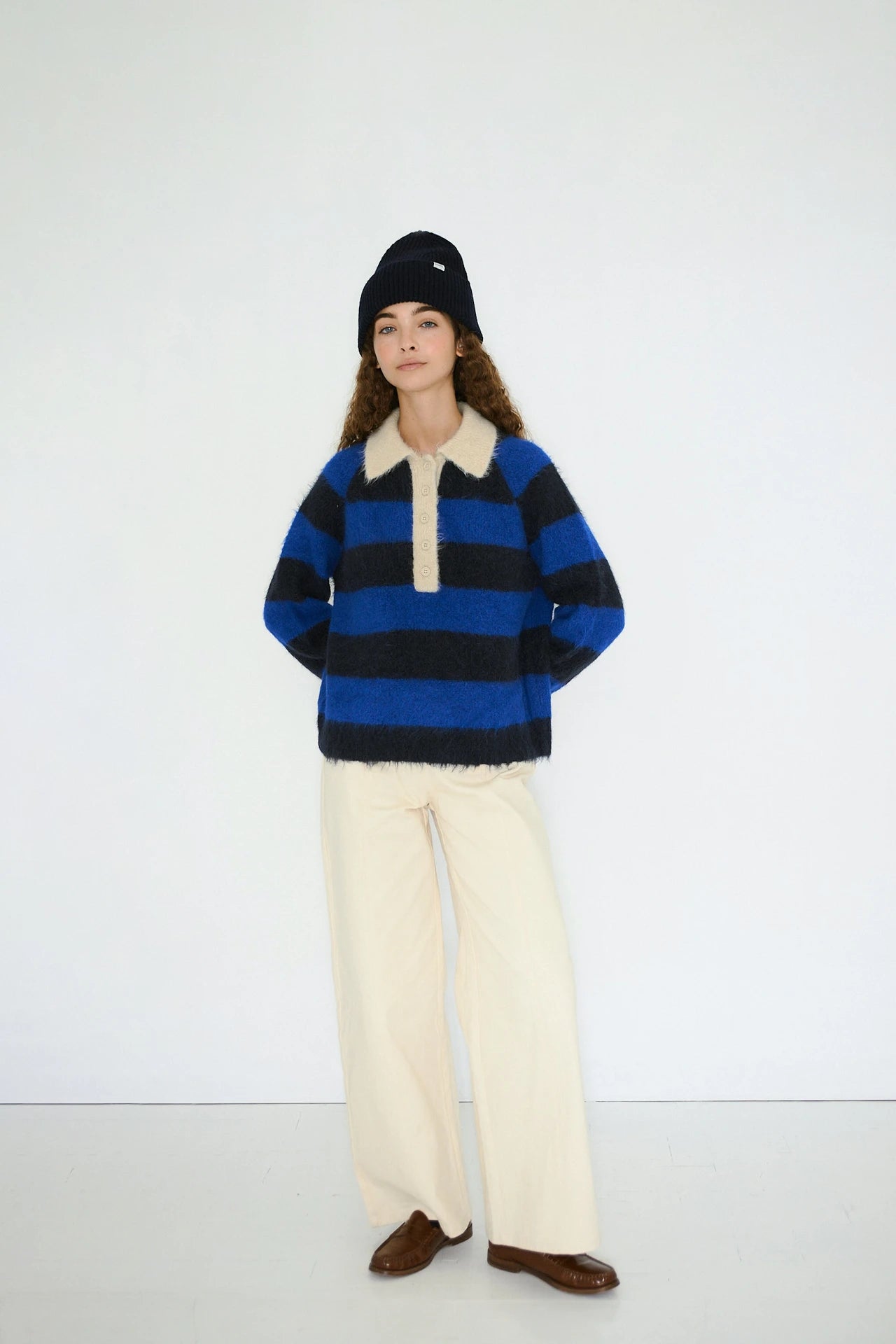 Frank Striped Polo Navy Ultramarine
