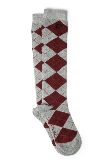 Knee Length Grey/ Chocolate Argyle Socks