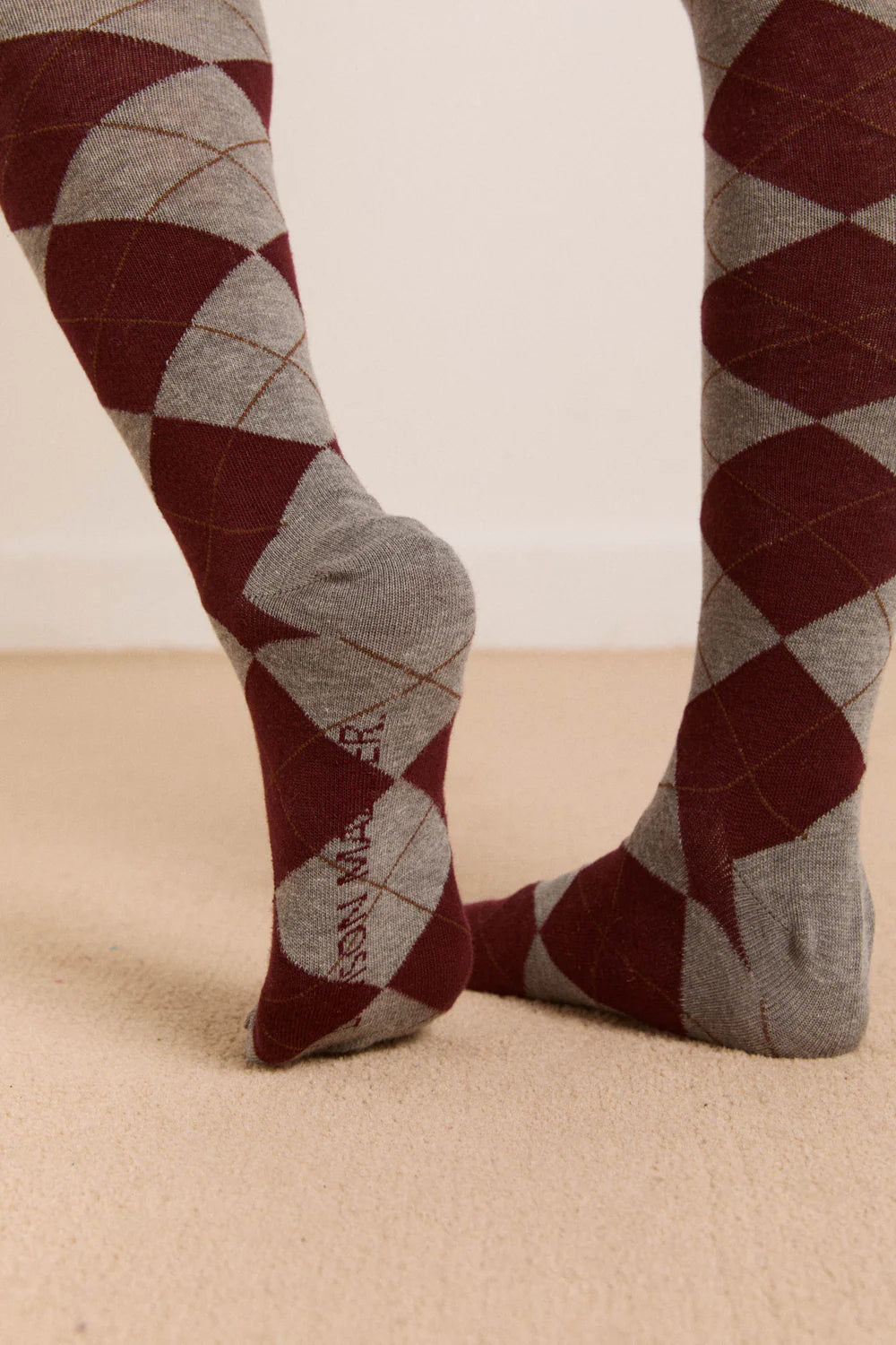 Knee Length Grey/ Chocolate Argyle Socks