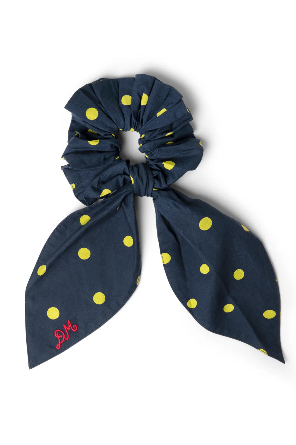Malinda Navy & Olive Spot Tie Scrunchie