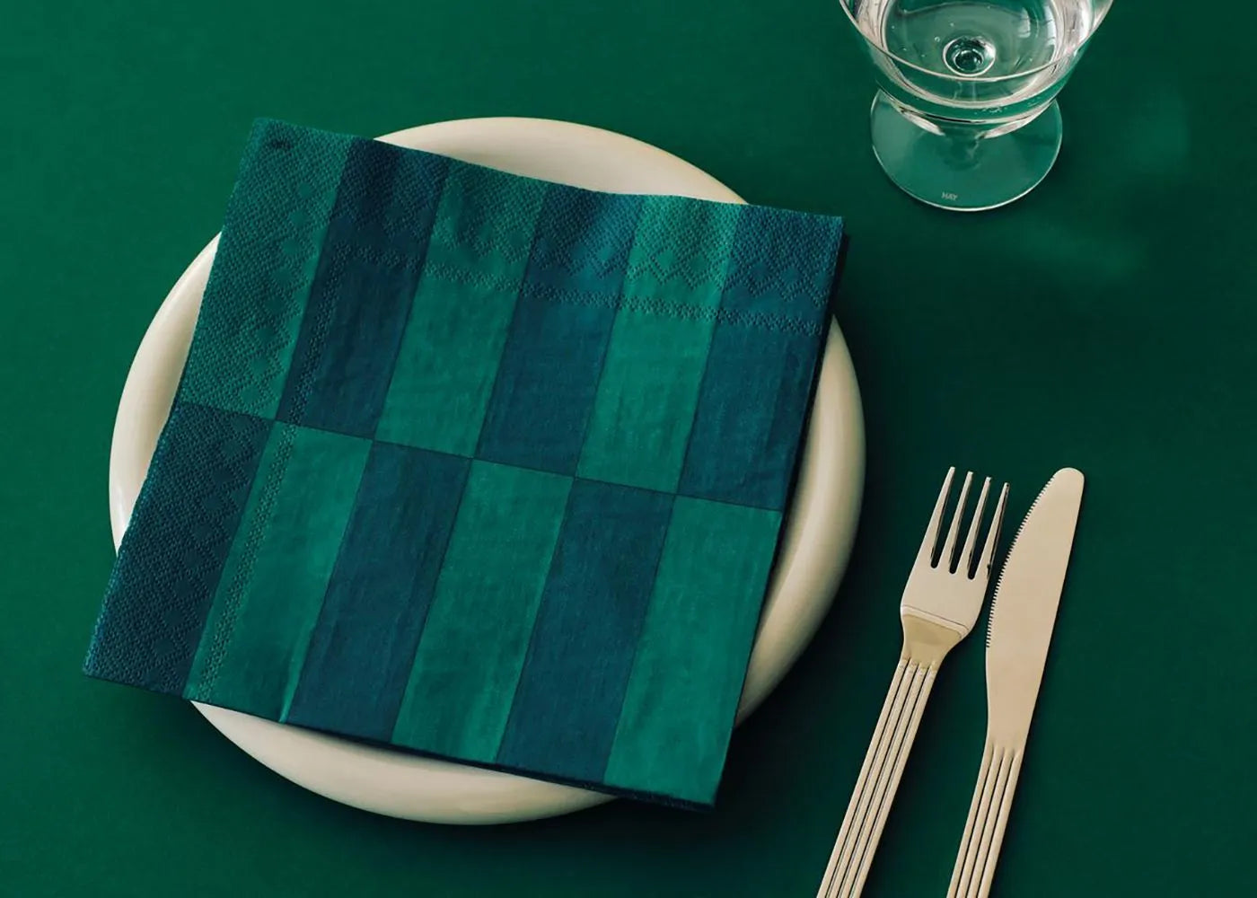 Pattern Napkin Set Of 20 - Green & Dark Green