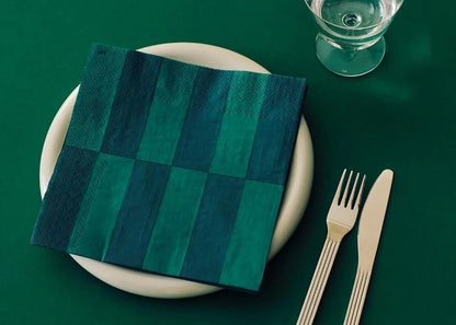 Pattern Napkin Set Of 20 - Green & Dark Green