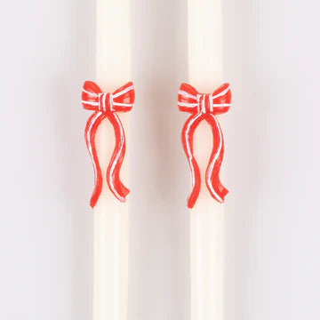 Festive Red Bow Table Candles