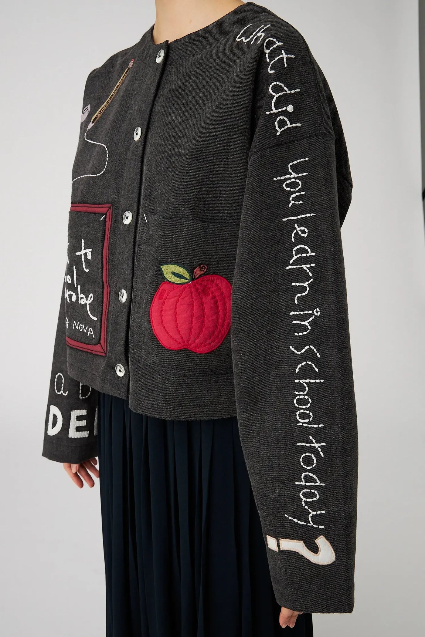 Embroidered Back To School Jacket: Almost Black