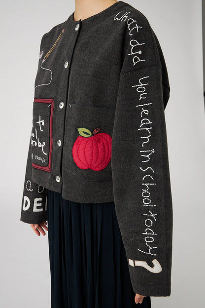 Embroidered Back To School Jacket: Almost Black