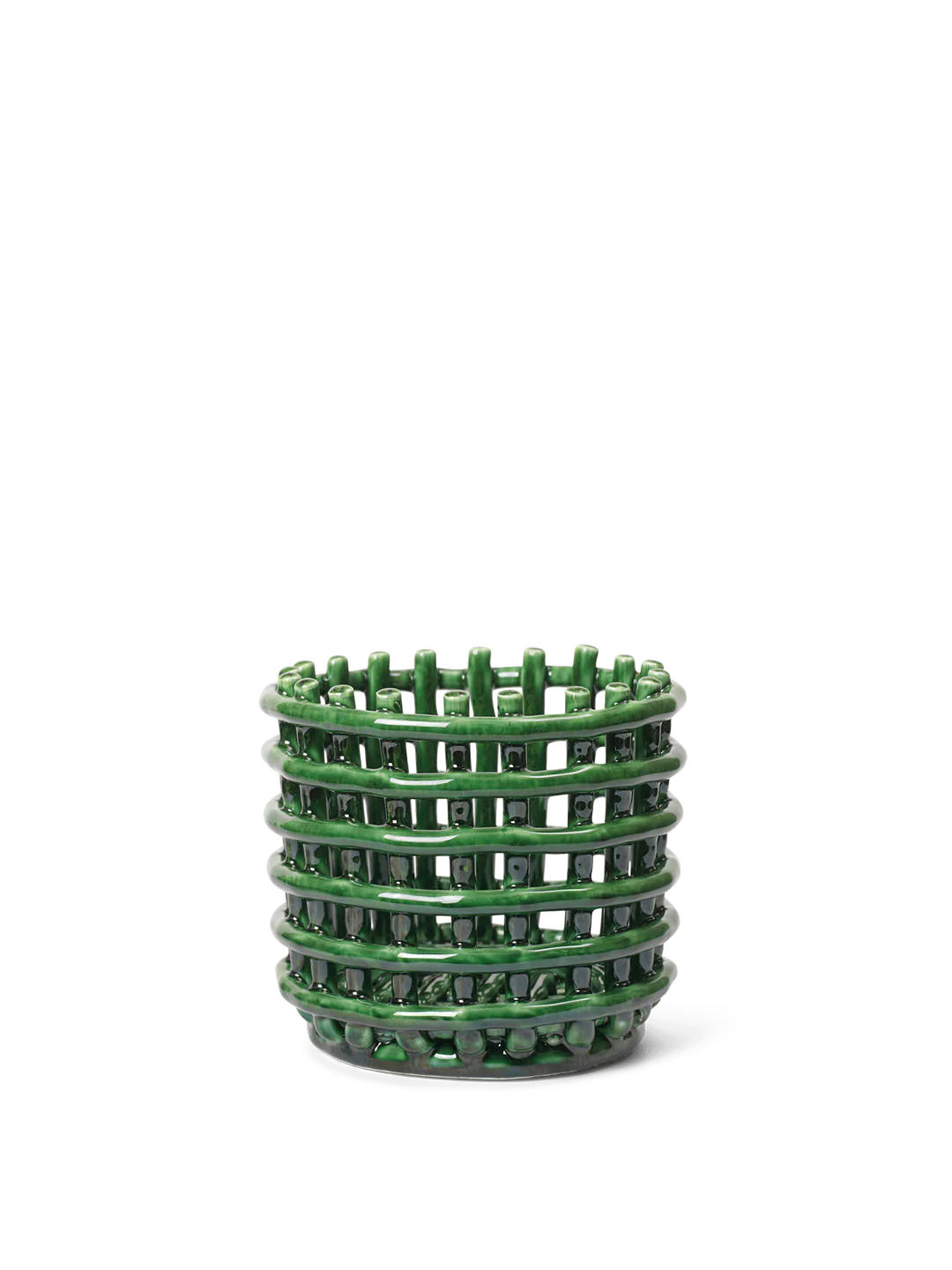 Ceramic Basket Small - Emerald Green