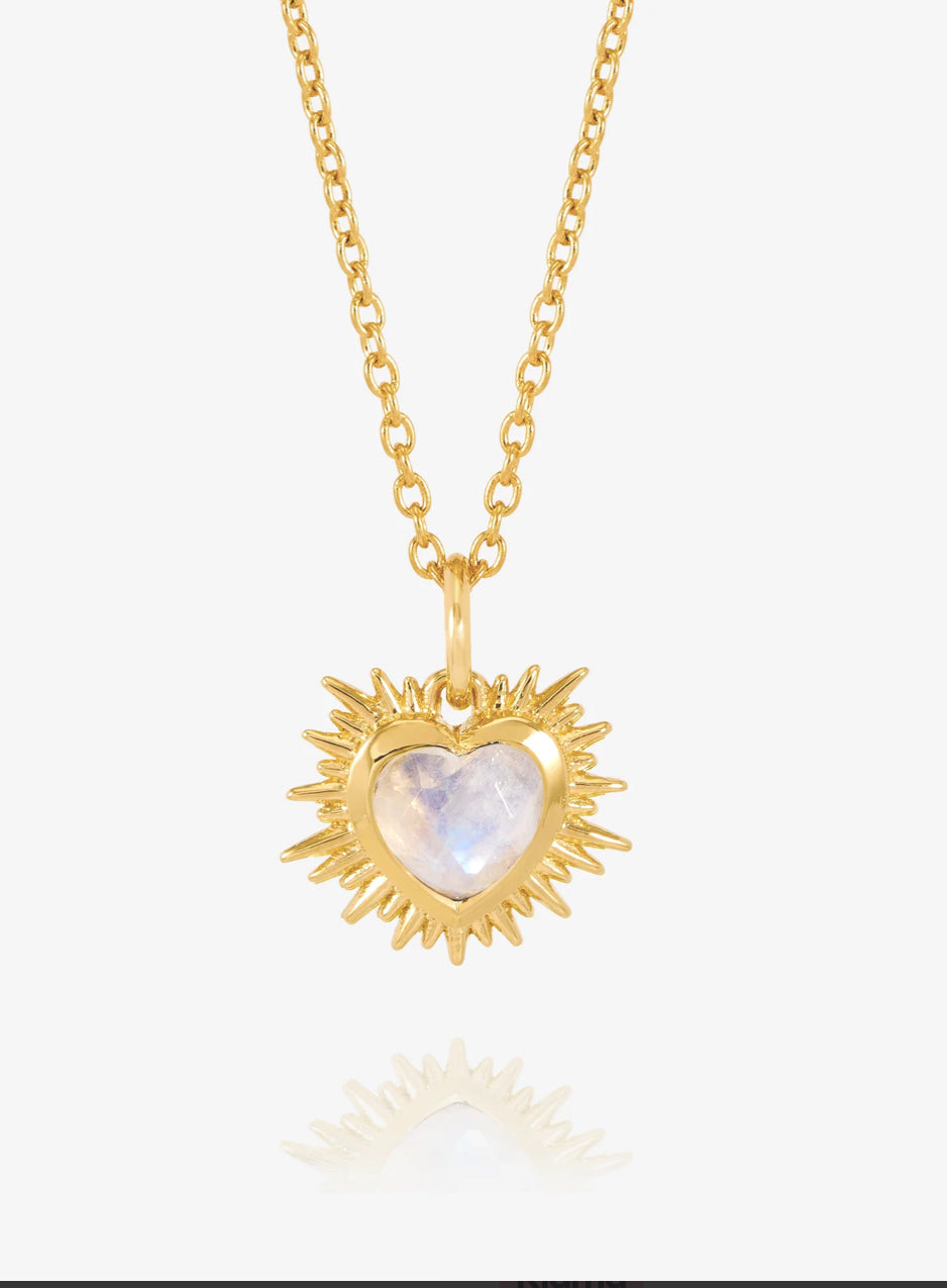 Electric Love Heart Necklace  -  Moonstone