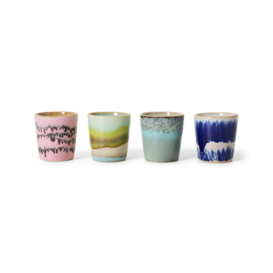 Set Of 4 70’s Ceramic Vibrance Egg Cups