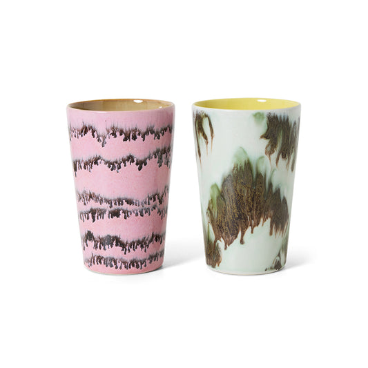 70s Ceramic: Tea Mugs Baroque Set Of Two