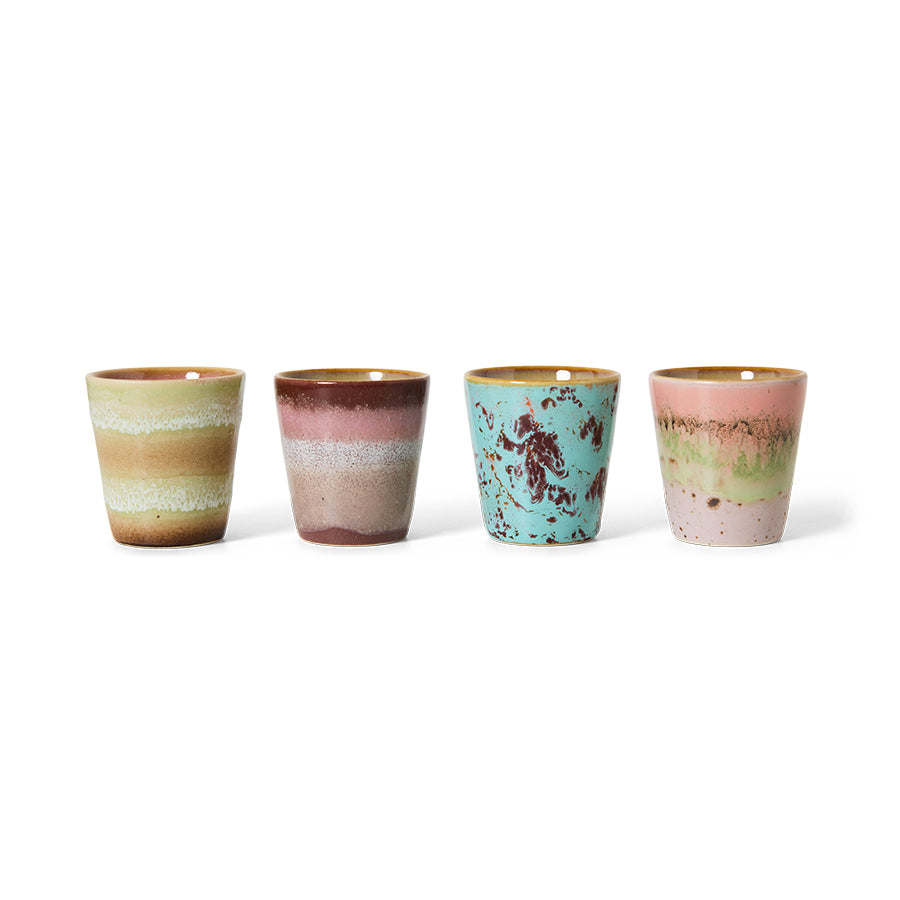 70s Ceramics Set Of 4 Ristretto Mugs: Futurism