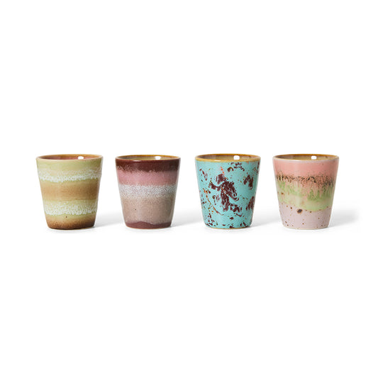 70s Ceramics Set Of 4 Ristretto Mugs: Futurism