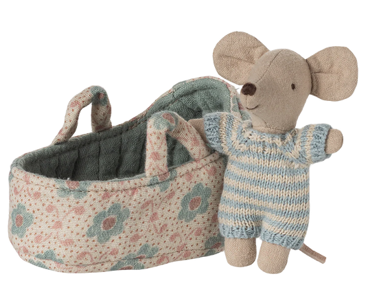 Baby Mouse In Carry Cot Blue