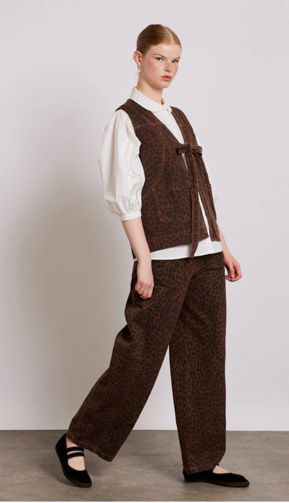 Damson Madder Dilly Dark Leopard Denim Gilet