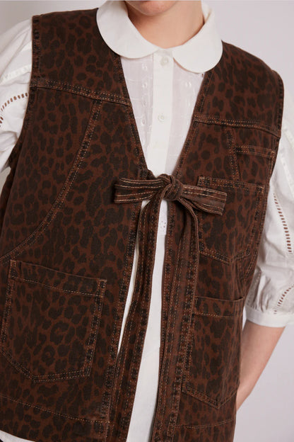 Damson Madder Dilly Dark Leopard Denim Gilet