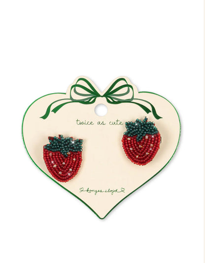 2 Pack Beaded Strawberry Hair Clips