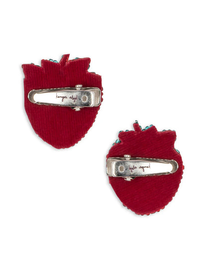 2 Pack Beaded Strawberry Hair Clips