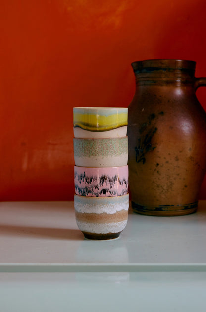 70s Ceramics Cafe Cups - Deco Set Of 4