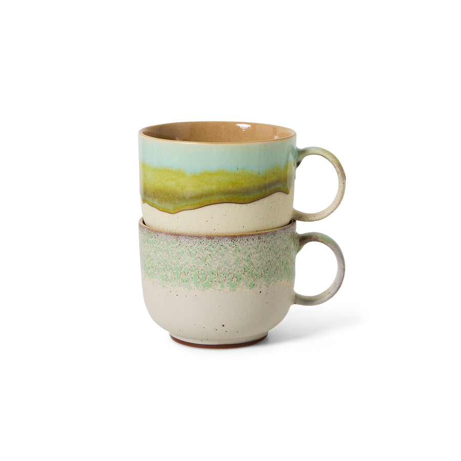70’s Ceramics Set Of 2 Tea Cups - Neo