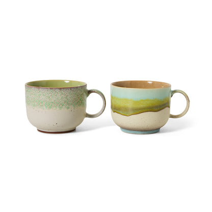 70’s Ceramics Set Of 2 Tea Cups - Neo