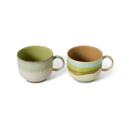 70’s Ceramics Set Of 2 Tea Cups - Neo