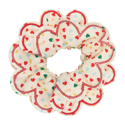 Heart Print Scalloped Scrunchie