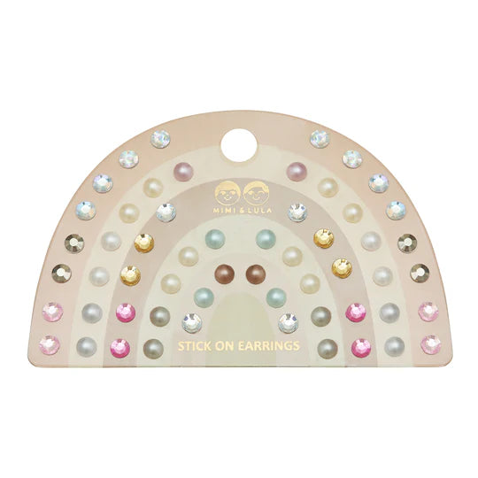 Stick On Earrings: Pink Gem & Pearl