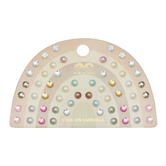 Stick On Earrings: Pink Gem & Pearl