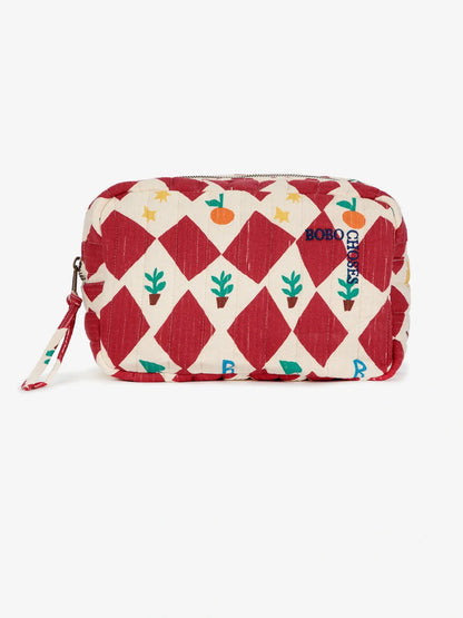 Harlequin Print Quilted Pouch