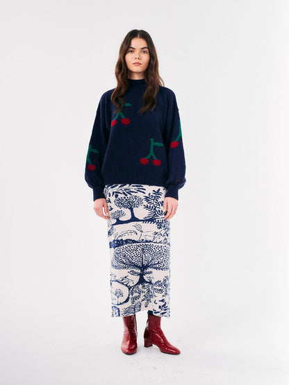 Cherry Print Turtle Neck Jumper