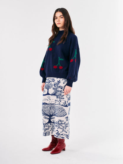 Cherry Print Turtle Neck Jumper