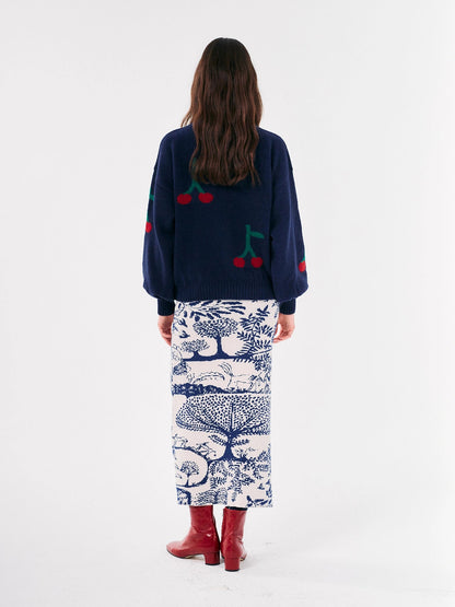 Cherry Print Turtle Neck Jumper