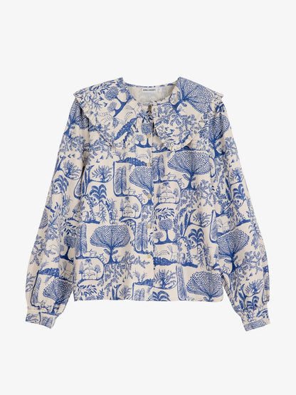 Wonderland Printed Big Collar Blouse