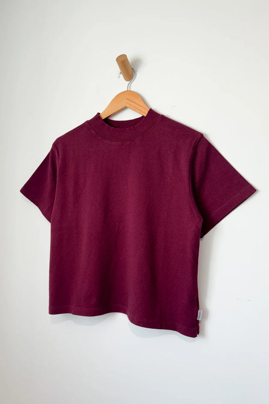 Sunset Mock Neck Tee  - Cabernet