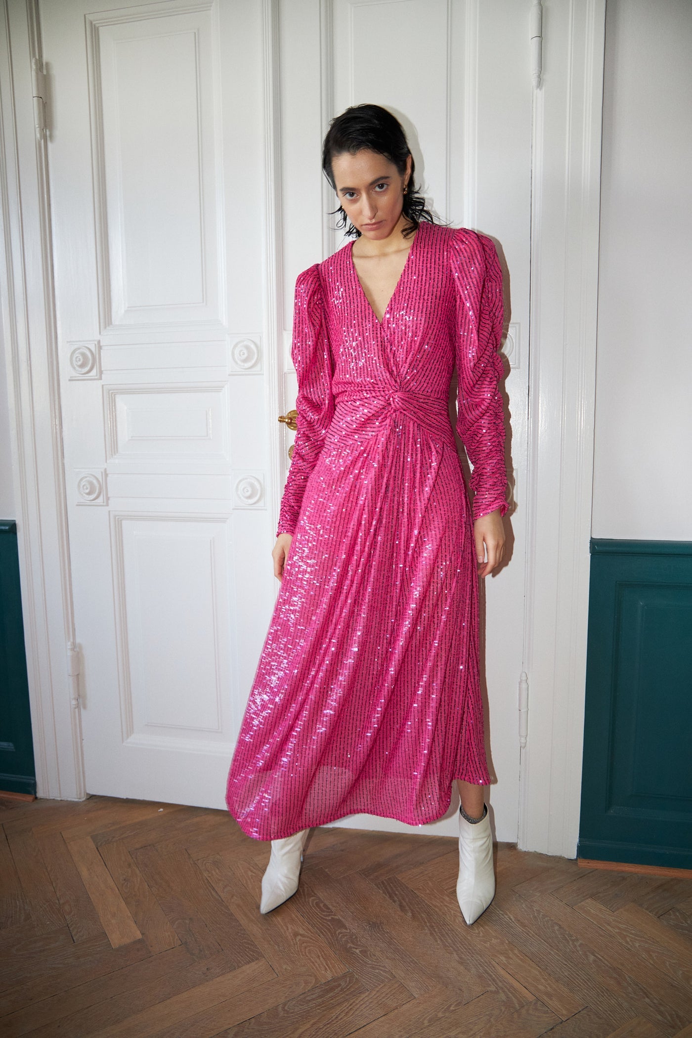 Midi Sequin Dress - Pink