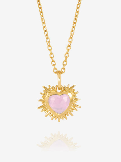 Electric Love Heart Necklace  -  Rose Quartz