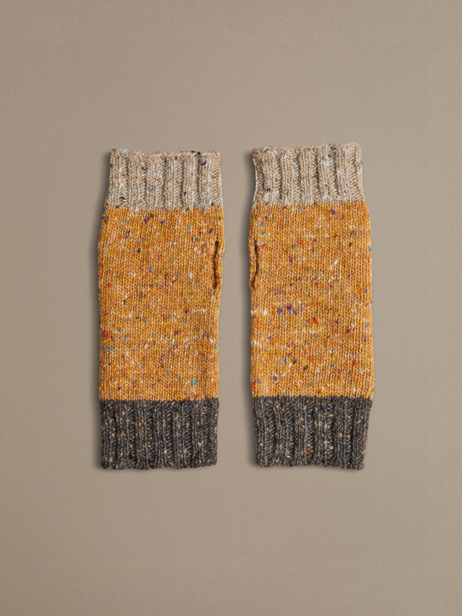 Donegal Wool Wrist Warmers | Yellow Confetti