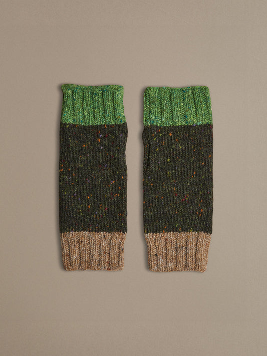 Donegal Wool Wrist Warmers | Dark Speckle Green