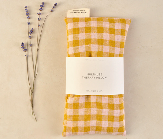 Large Lavender Therapy Pillow - Mustard & Pink Gingham