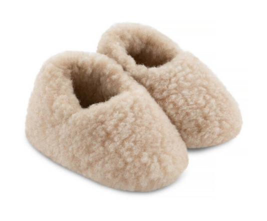 Wool Children Slippers -  Beige