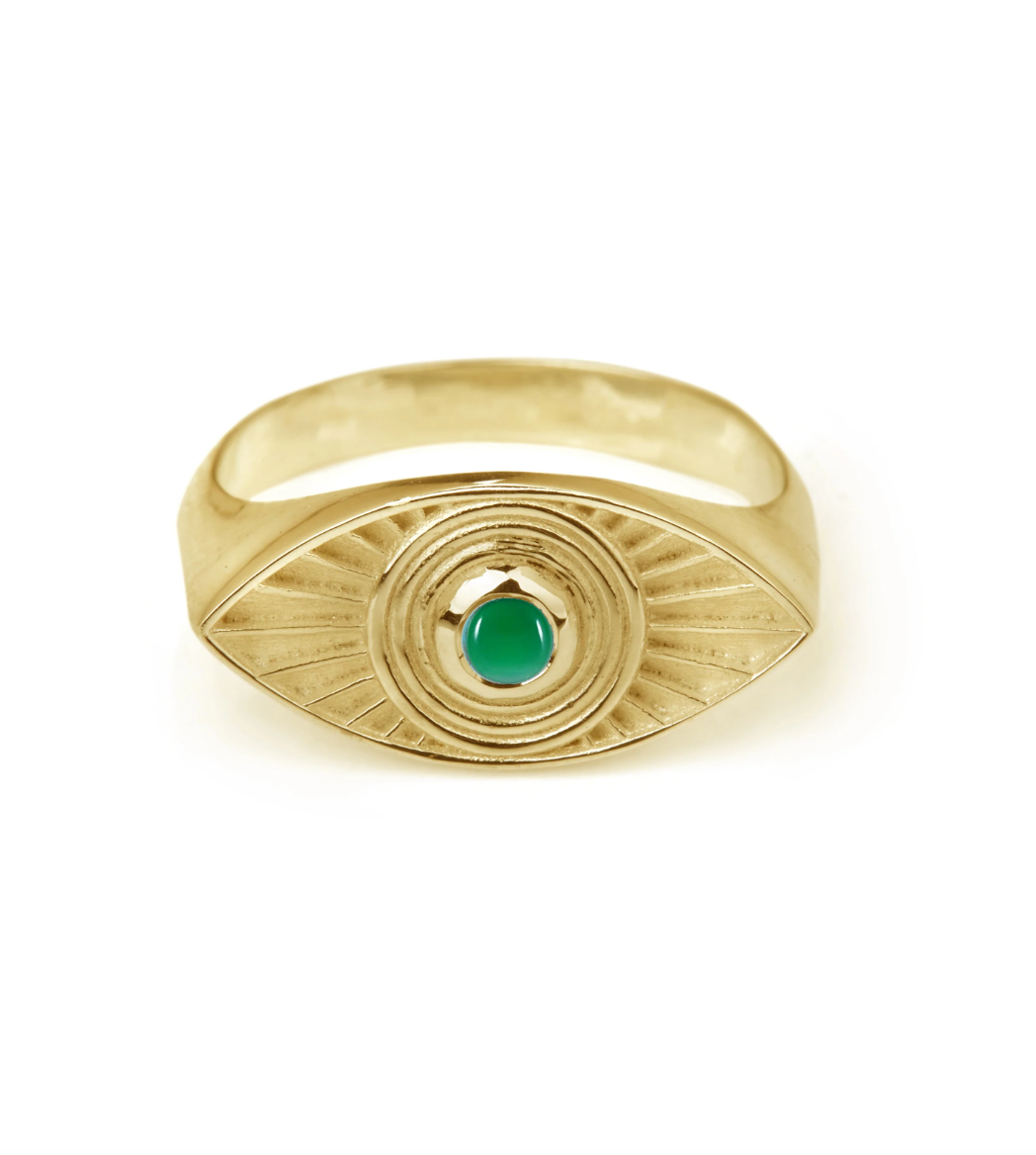Rays Of Light Ring Gold - Green Onyx