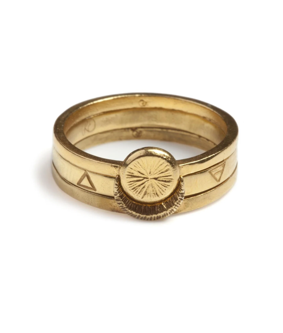 Sun Moon Four Elements Rings Set Gold