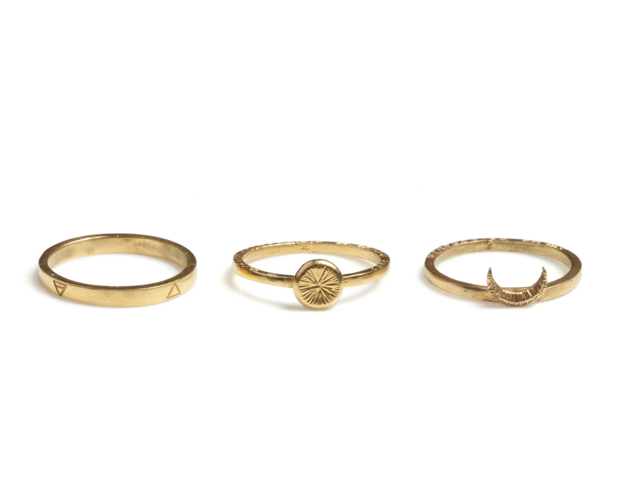 Sun Moon Four Elements Rings Set Gold