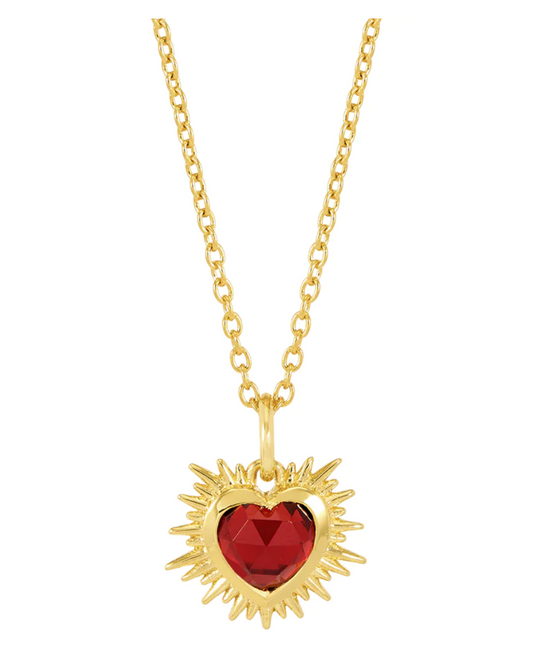 Electric Love Heart Necklace  -  Garnet