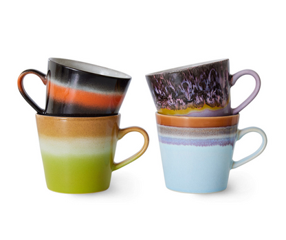 70’s Ceramics Cappuccino Mugs Solid - Set Of 4